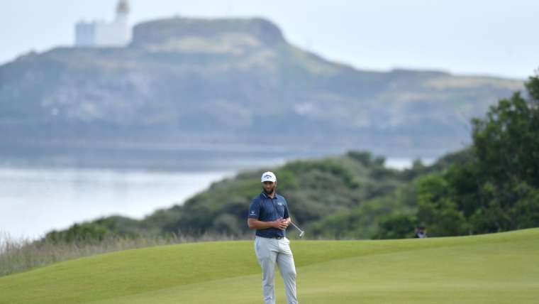 Jon Rahm pada putaran kedua abrdn Scottish Open 2021.