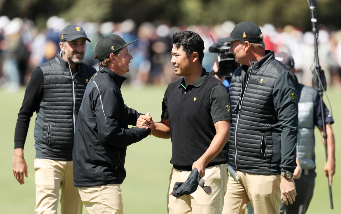 Hideki Matsuyama pada Presidents Cup 2019.