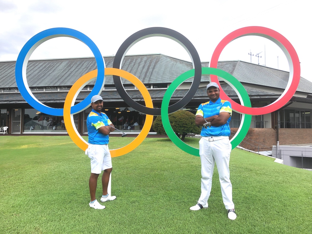 Anirban Lahiri dan Udayan Mane pada Olimpiade Tokyo.