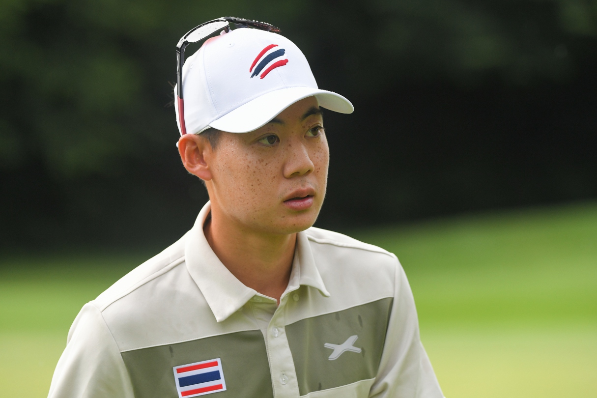 Jazz Janewattananond pada putaran pertama Olimpiade Tokyo 2020.