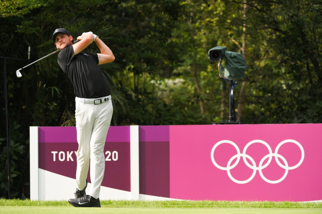 Thomas Pieters dari Belgia pada putaran pertama Olimpiade Tokyo 2020.