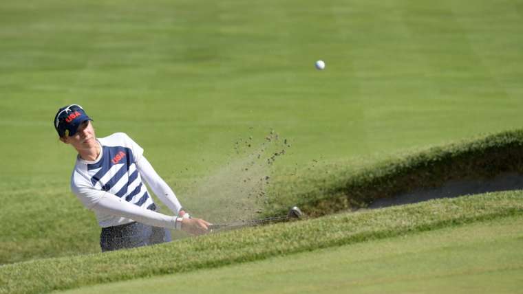 Nelly Korda pada putaran kedua Olimpiade Tokyo 2020.