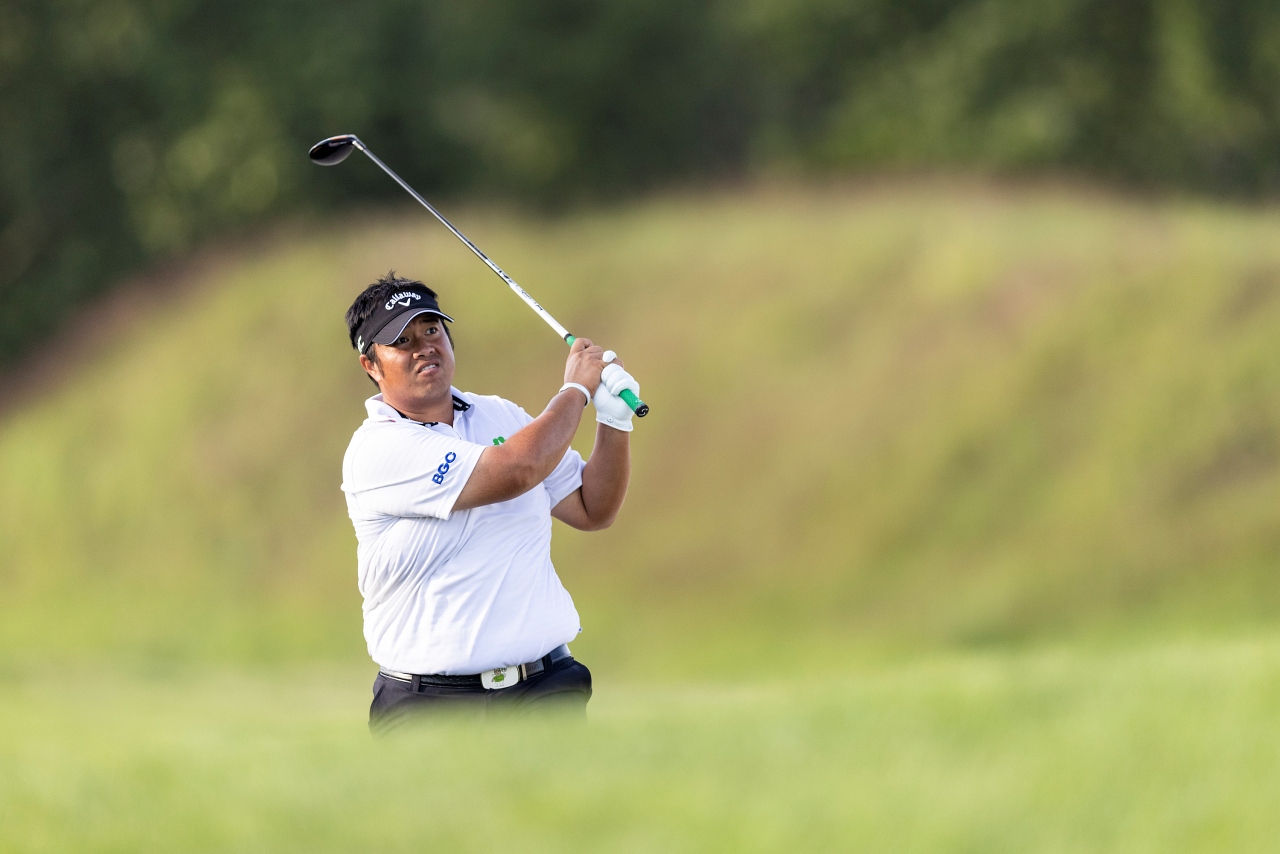 Kiradech Aphibarnrat pada Korn Ferry Tour Championship 2021.